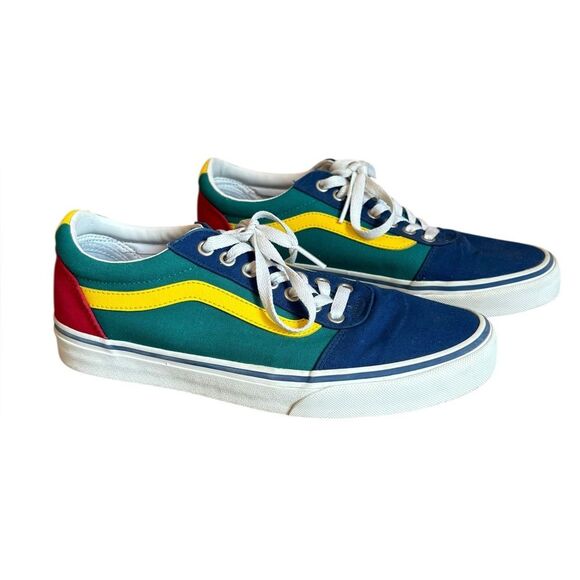 Vans Ward Low Top Sneakers Casual Skate Style Shoes Mens Size 8 Blue Red Yellow - Picture 1 of 9